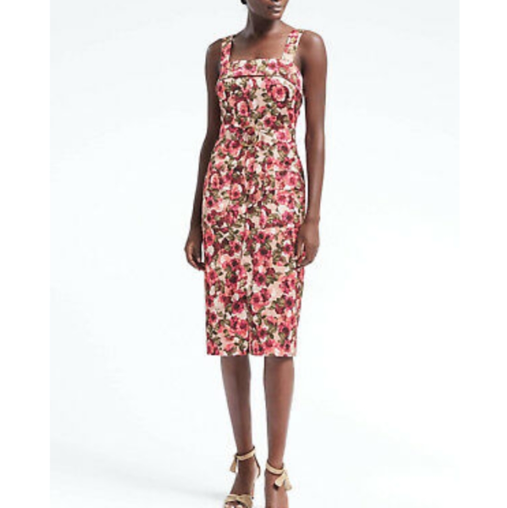Banana Republic Pink Floral Sheath Dress